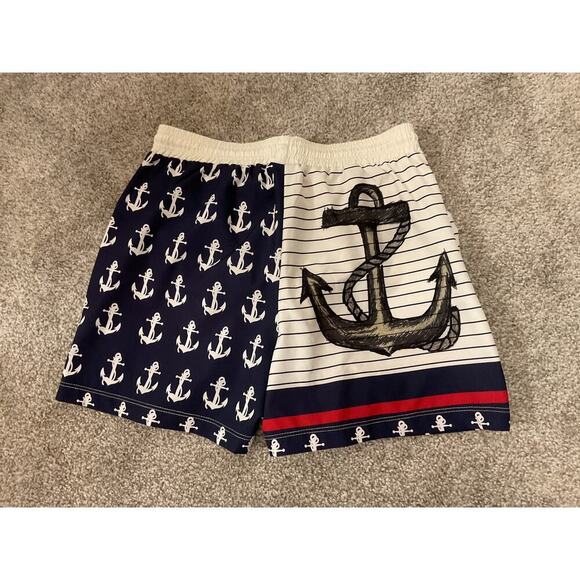 Pistol Pete Men's Striped Nautical Swim Trunks, S - Picture 5 of 5